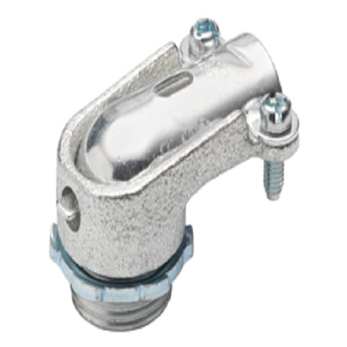 804 Bridgeport Large Size Conduit Connector, 1/2 in Trade, For Use With Flexible Metal Conduit, Malleable Iron, Electro-Plated Zinc