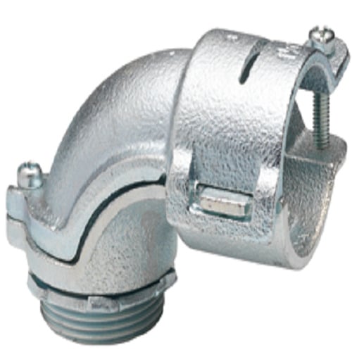 809 Bridgeport Large Size Conduit Connector, 1-1/2 in Trade, For Use With Flexible Metal Conduit, Malleable Iron, Electro-Plated Zinc