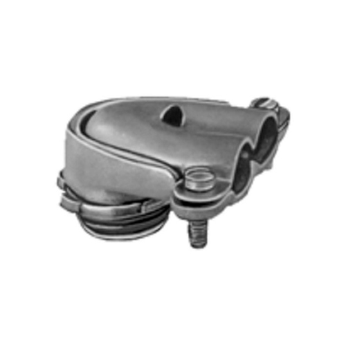 830 Bridgeport Duplex Conduit Connector With Steel Cover, 3/8 in Trade, For Use With Flexible Metal Conduit, Malleable Iron, Electro-Plated Zinc