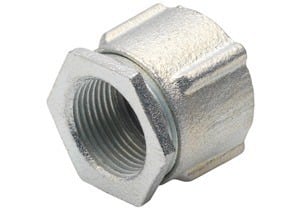 1127 Bridgeport 3-Piece Non-Insulated Conduit Coupling, 2-1/2 in, For Use With IMC and Rigid Conduit, Malleable Iron, Zinc Plated