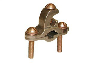 RB-16 Bridgeport Direct Burial Integral Lay-In Lug Rebar Ground Clamp, 10 to 2 AWG Conductor, Bronze