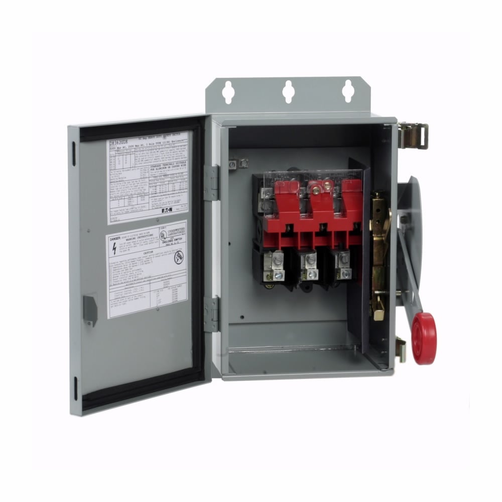 DH362UDK Heavy Duty Non-Fusible Dusttight Single Throw Safety Switch, 600 V AC, 60 A, 10 hp, 20 hp, 25 hp, 50 hp, 60 hp, 3PST Contact, 3 Poles