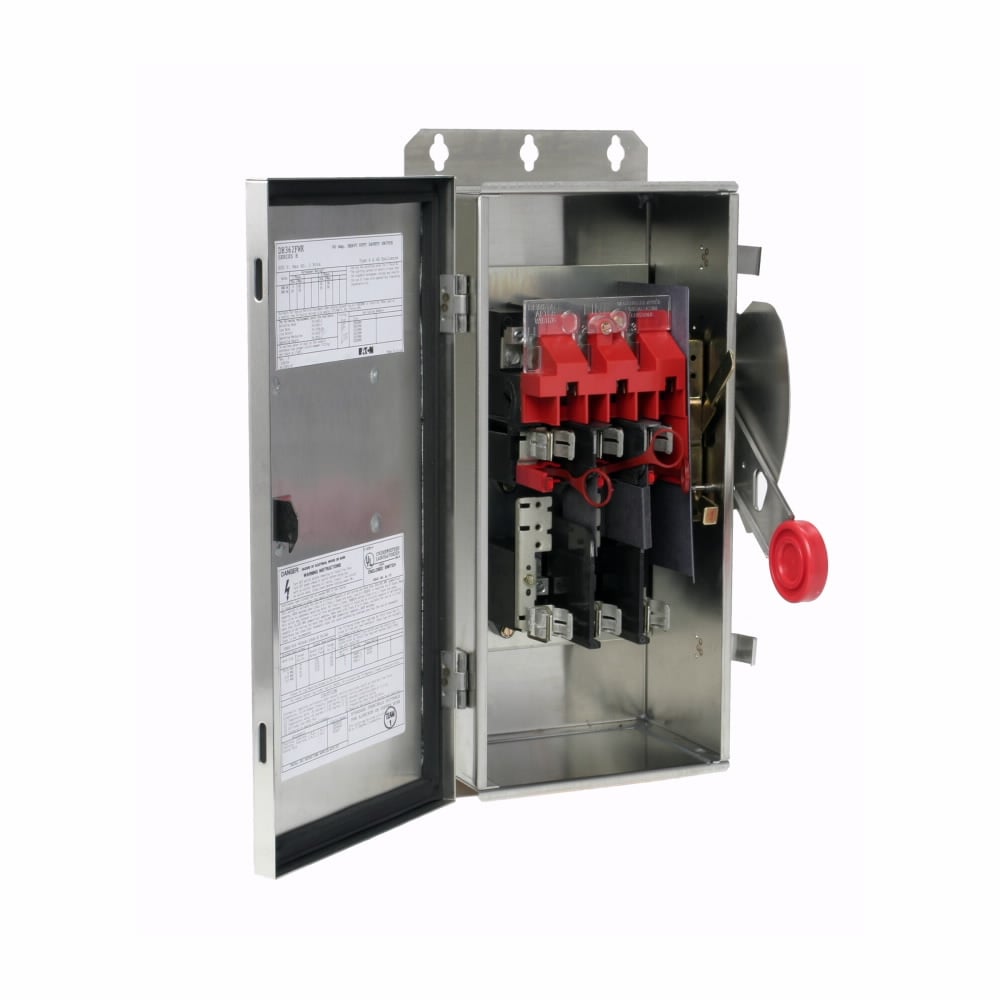 DH362FWK K Series Heavy Duty Fusible Corrosion Resistant Receptacle Safety Switch, 600 V AC, 60 A, 20 hp, 25 hp, 30 hp, 50 hp, 3PST Contact, 3 Poles