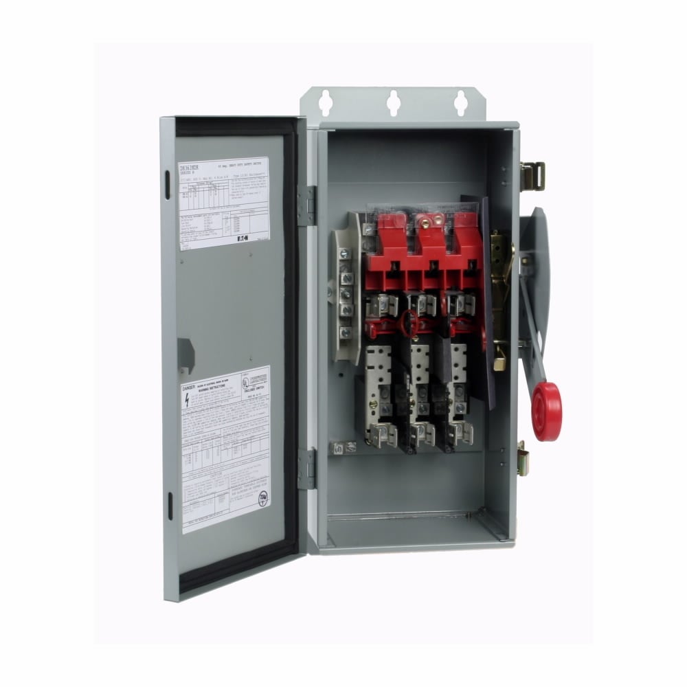 DH362NDK Heavy Duty Fusible Dusttight Single Throw Safety Switch With Neutral, 600 V AC, 60 A, 20 hp, 25 hp, 30 hp, 50 hp, 3PST Contact, 3 Poles