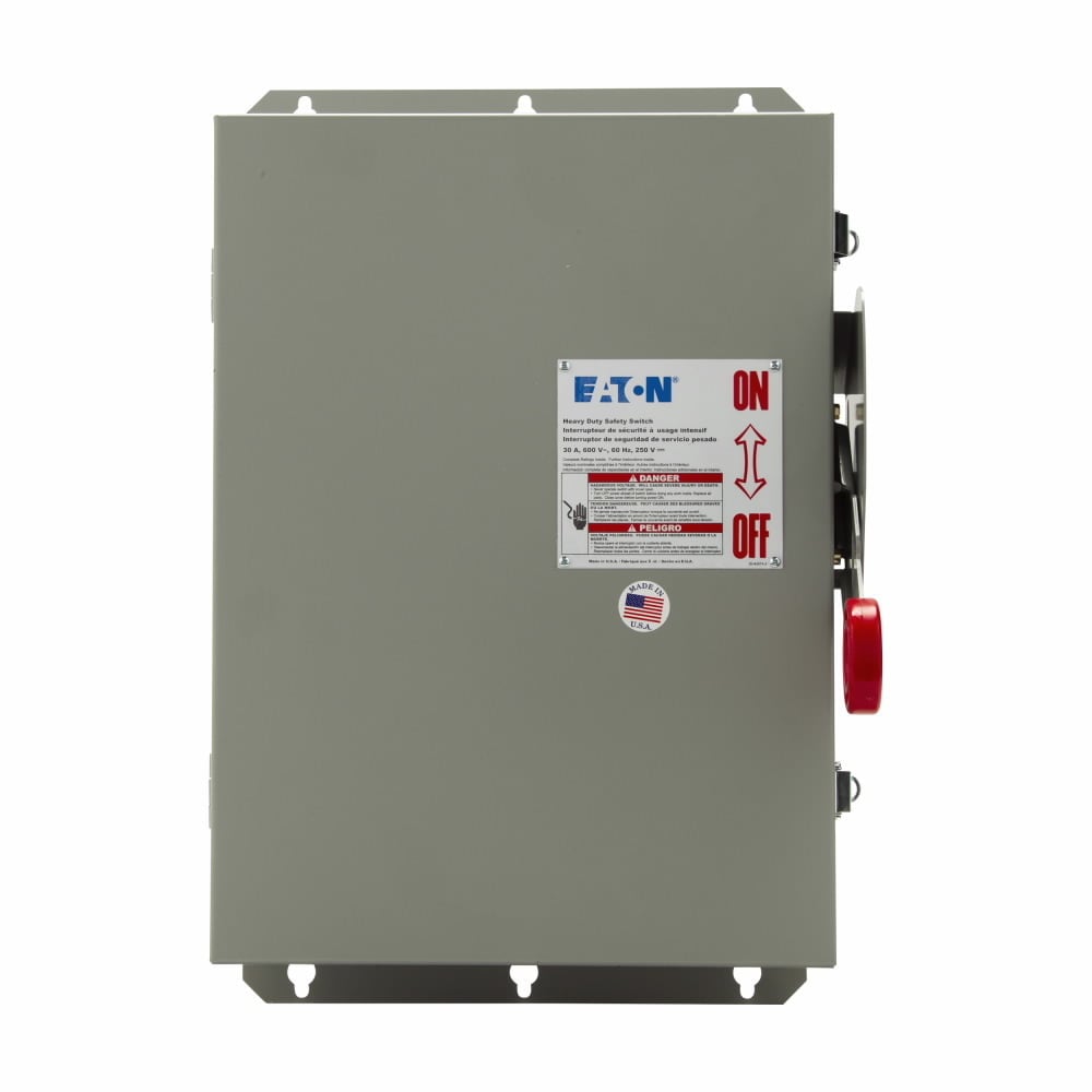 DH462UDK Heavy Duty Non-Fusible Dusttight Single Throw Safety Switch, 600 V AC, 60 A, 10 hp, 20 hp, 40 hp, 50 hp, 60 hp, 4PST Contact, 4 Poles