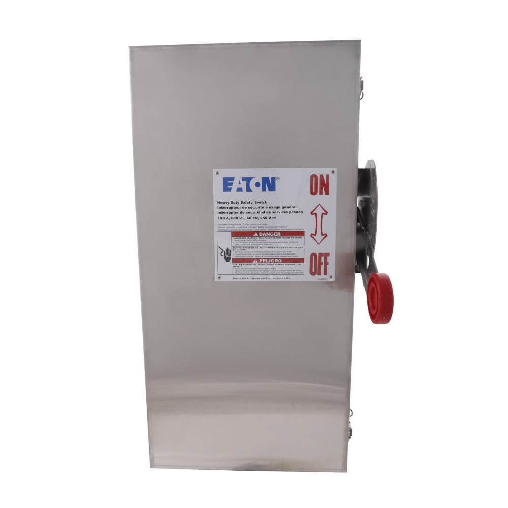 DH323NWK K Series Heavy Duty Corrosion-Resistant Fusible Single Throw Safety Switch With Neutral, 240 V AC, 100 A, 7-1/2 hp, 15 hp, 30 hp, 20 hp, 3PST Contact, 3 Poles