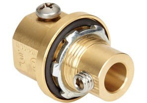 MCH-075 Bridgeport Raintight Grounding Connector With Stainless Steel Set Screws and Steel Locknut Buna N Sealing Ring, 6 to 4/0 AWG Conductor, Brass