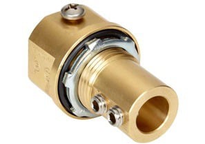 MCH-100 Bridgeport Raintight Grounding Connector With Stainless Steel Set Screws and Steel Locknut Buna N Sealing Ring, 2 AWG to 350 kcmil Conductor, Brass