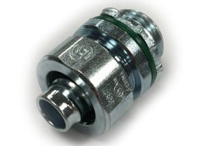 433-SLT Bridgeport Straight Liquid Tight Conduit Connector, 1-1/4 in Trade, Malleable Iron, Electro-Plated Zinc