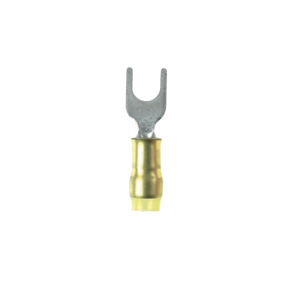 PN22-6F-C Pan-Term Loose Piece Fork Terminal, #22 Conductor, 0.77 in L, Sleeved Barrel, Copper, Yellow