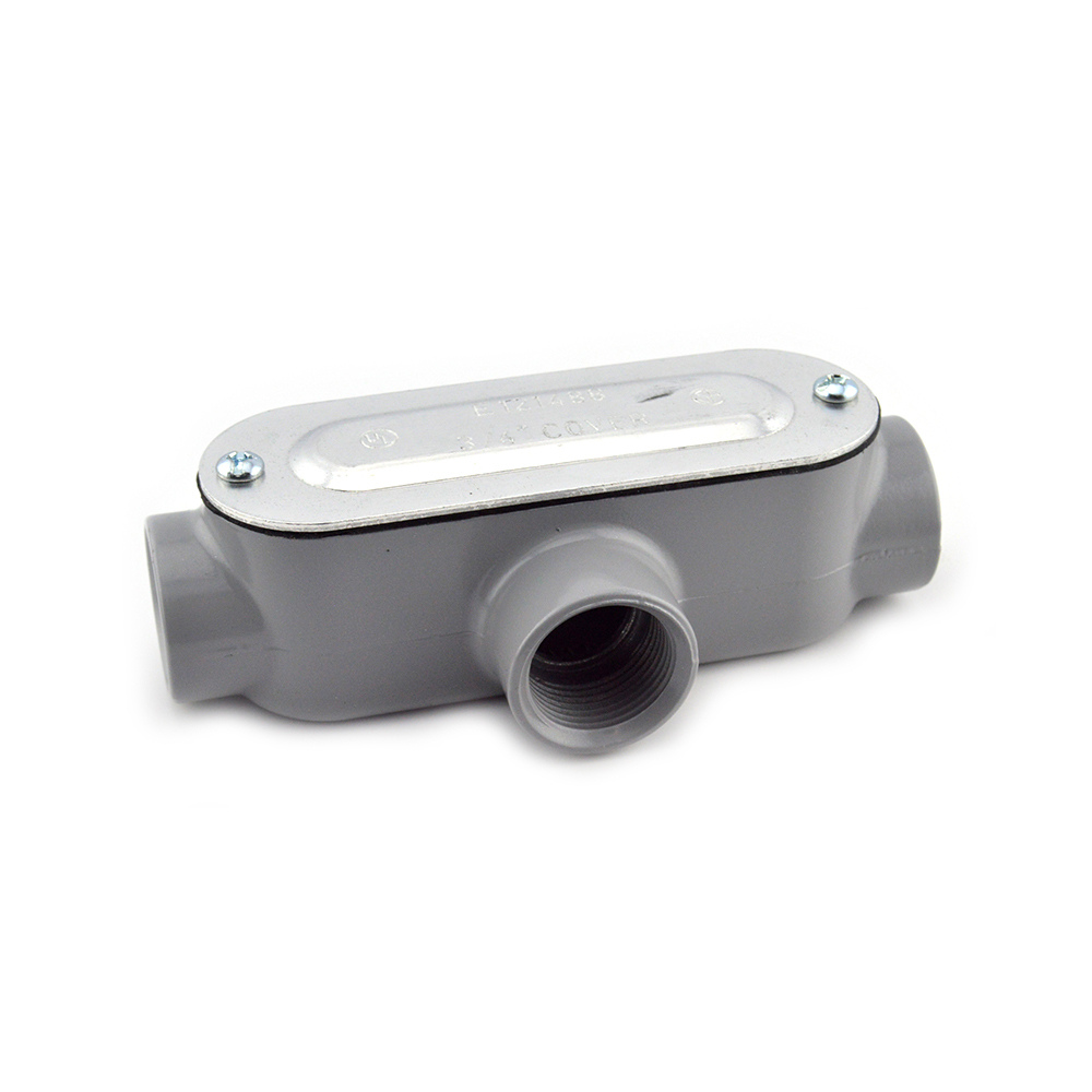 Rigid and IMC Conduit Body, Type T, Aluminum, Cover and Gasket, Size 3/4 Inch