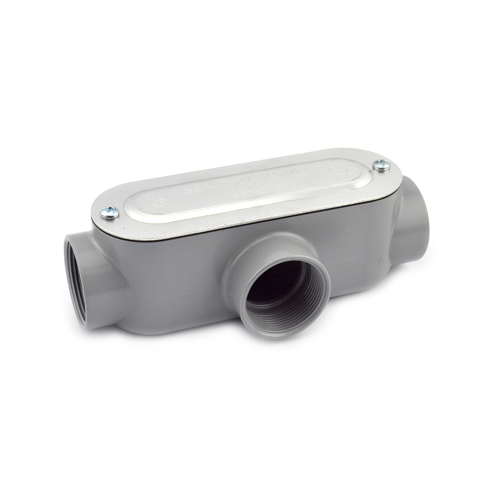 T-45CG Bridgeport 5 Series Type T Conduit Body With Cover and Gasket, 1-1/2 in Hub, 85, 30.5 cu-in, Aluminum, Enamel Painted