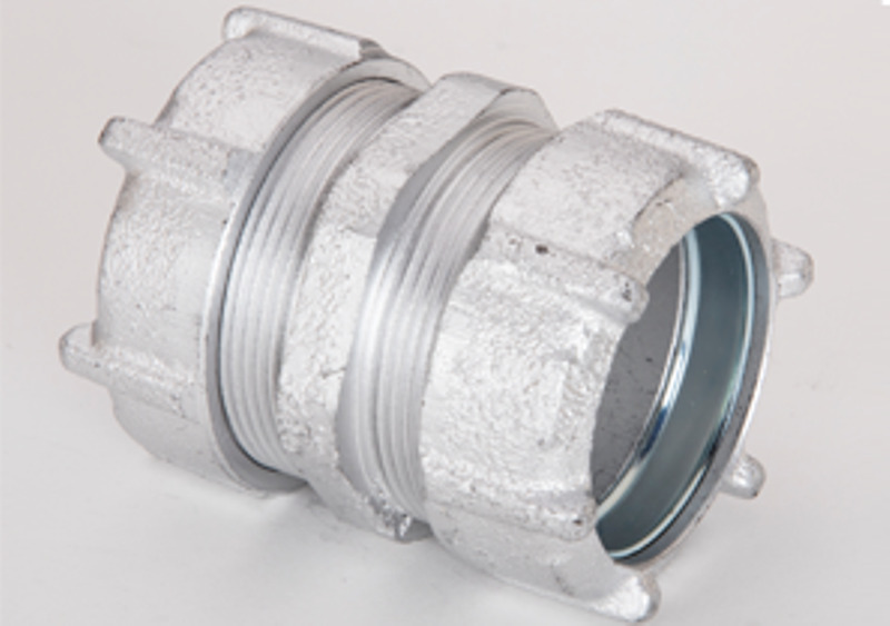 3103 Bridgeport Compression Coupling, 1-1/4 in, For Use With IMC/Rigid Conduit, Malleable Iron, Zinc Plated