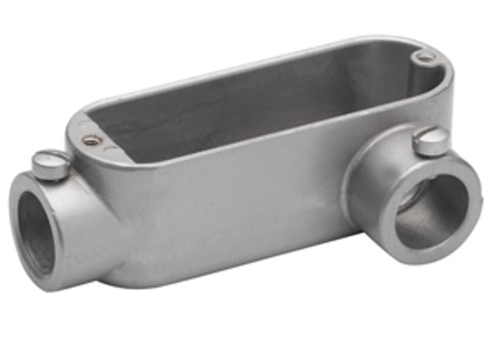 LL-33 Bridgeport 5 Series Type LL Set Screw Conduit Body, 1 in Hub, Form 85 Form, 10.8 cu-in Capacity, Aluminum, Enamel Painted