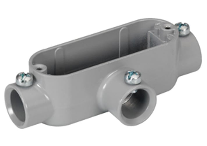 T-33 Bridgeport 5 Series Type T Set Screw Conduit Body, 1 in Hub, 85, 10.8 cu-in, Aluminum, Enamel Painted