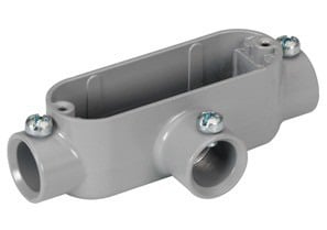 T-34 Bridgeport 5 Series Type T Set Screw Conduit Body, 1-1/4 in Hub, 85, 30.5 cu-in, Aluminum, Enamel Painted