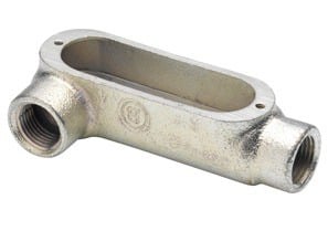 LR-46 Bridgeport 5 Series Type LR Conduit Body, 2 in Hub, 85 Form, 70.7 cu-in Capacity, Aluminum, Enamel Painted
