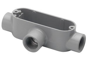 T-42 Bridgeport 5 Series Type T Conduit Body, 3/4 in Hub, 85, 7.2 cu-in, Aluminum, Enamel Painted