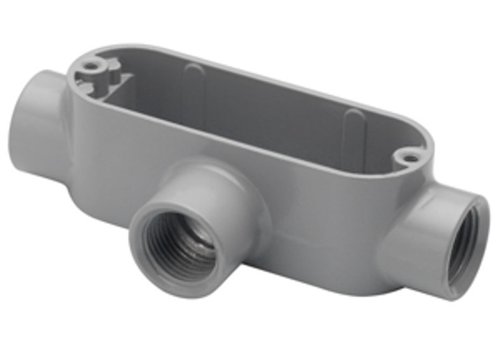 T-44 Bridgeport 5 Series Type T Conduit Body, 1-1/4 in Hub, 85, 30.5 cu-in, Aluminum, Enamel Painted