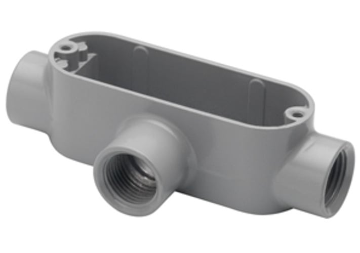 T-47 Bridgeport 5 Series Type T Conduit Body, 2-1/2 in Hub, 85 Form, 157.4 cu-in Capacity, Die Cast Aluminum, Enamel Painted