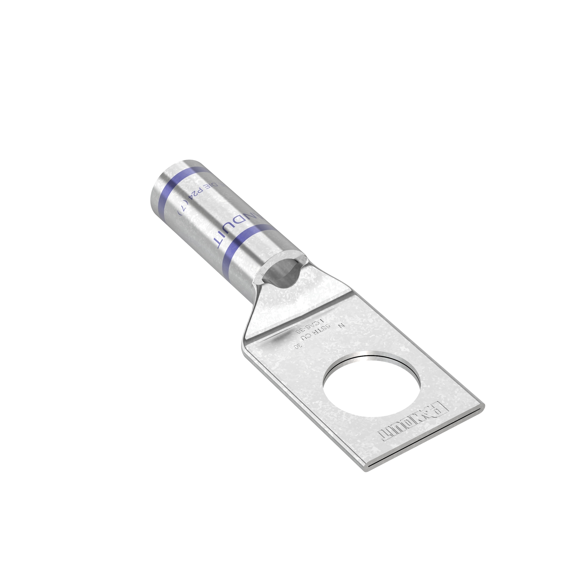 Pan-Lug LCA6-38-L Comp. Lug, 6, Tin Plt Copper, Strt, One 3/8" Stud, PK50