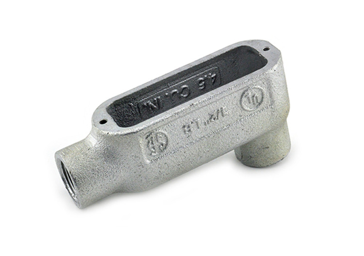 LB-61 Bridgeport 5 Series Type LB Conduit Body, 1/2 in Hub, 35, 4.25 cu-in, Malleable Iron, Electro-Plated Zinc
