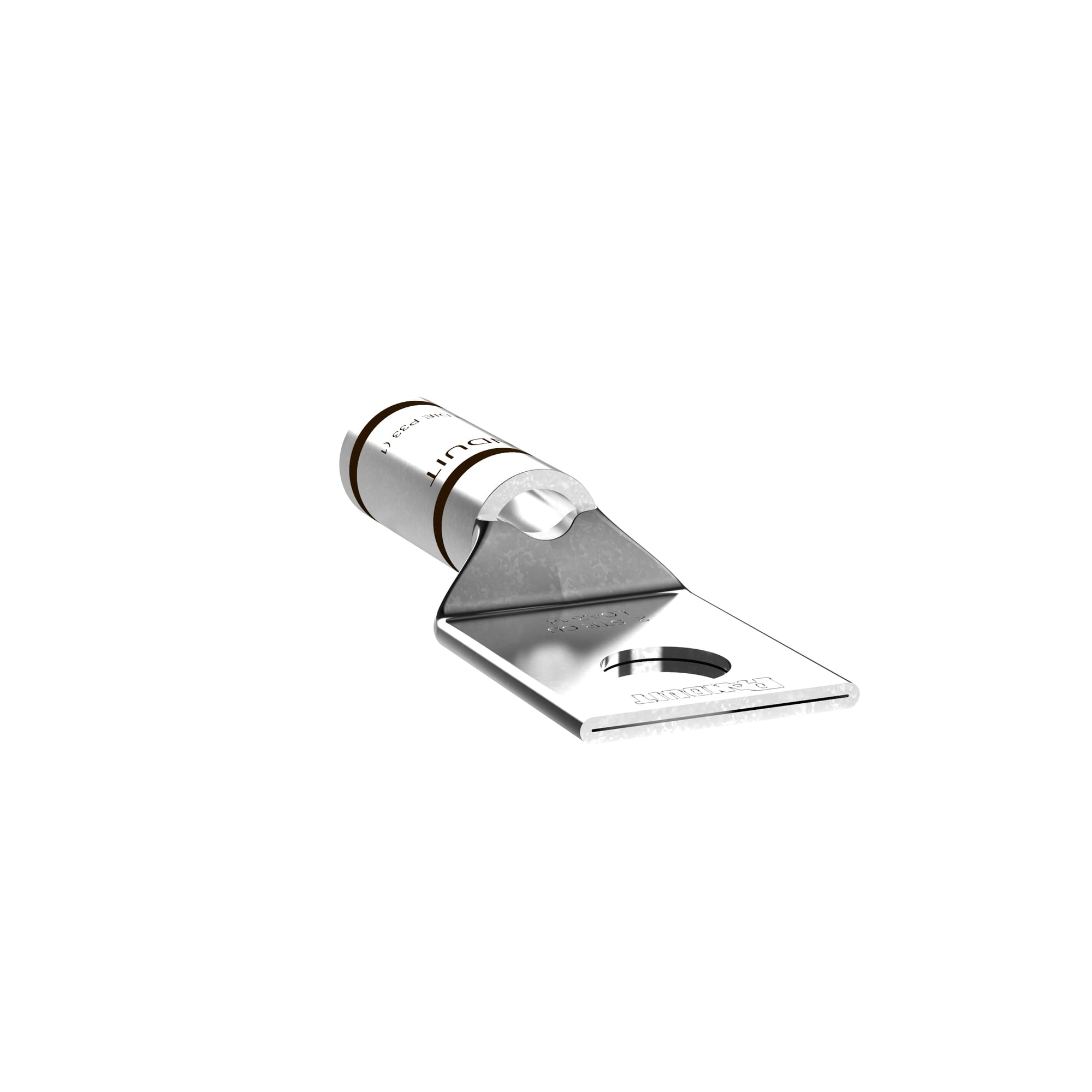 LCA2-14-Q Pan-Lug 1-Hole Compression Lug Connector With Inspection Window, 2 AWG Stranded Copper Conductor, Die Code: P33, 1/4 in Stud, Copper