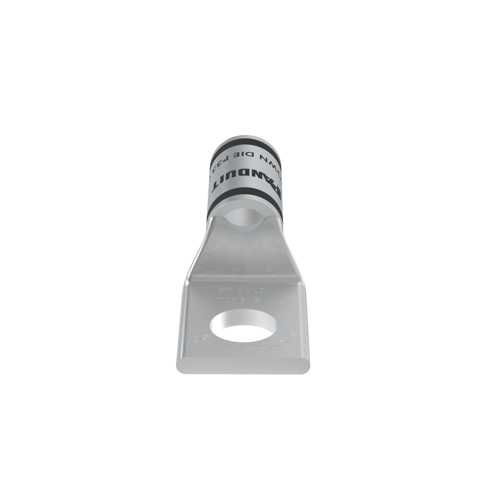 LCA2-56-Q Pan-Lug 1-Hole Compression Lug Connector With Inspection Window, 2 AWG Copper/Stranded Conductor, Die Code: P33, 5/16 in Stud, Tin Plated Copper