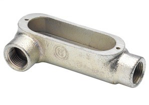 LR-61 Bridgeport 5 Series Type LR Conduit Body, 1/2 in Hub, 35 Form, 4.5 cu-in Capacity, Malleable Iron, Electro-Plated Zinc
