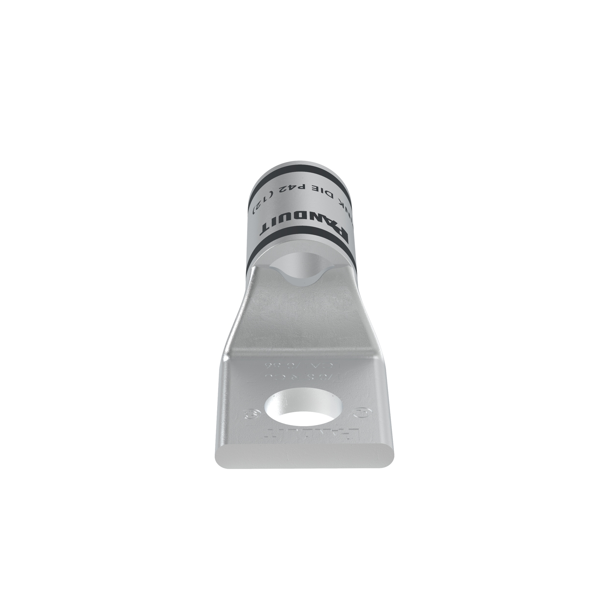 LCA1/0-56-X Pan-Lug 1-Hole Compression Lug Connector With Inspection Window, 1/0 AWG Copper/Stranded Conductor, Die Code: P42, 5/16 in Stud, Tin Plated Copper
