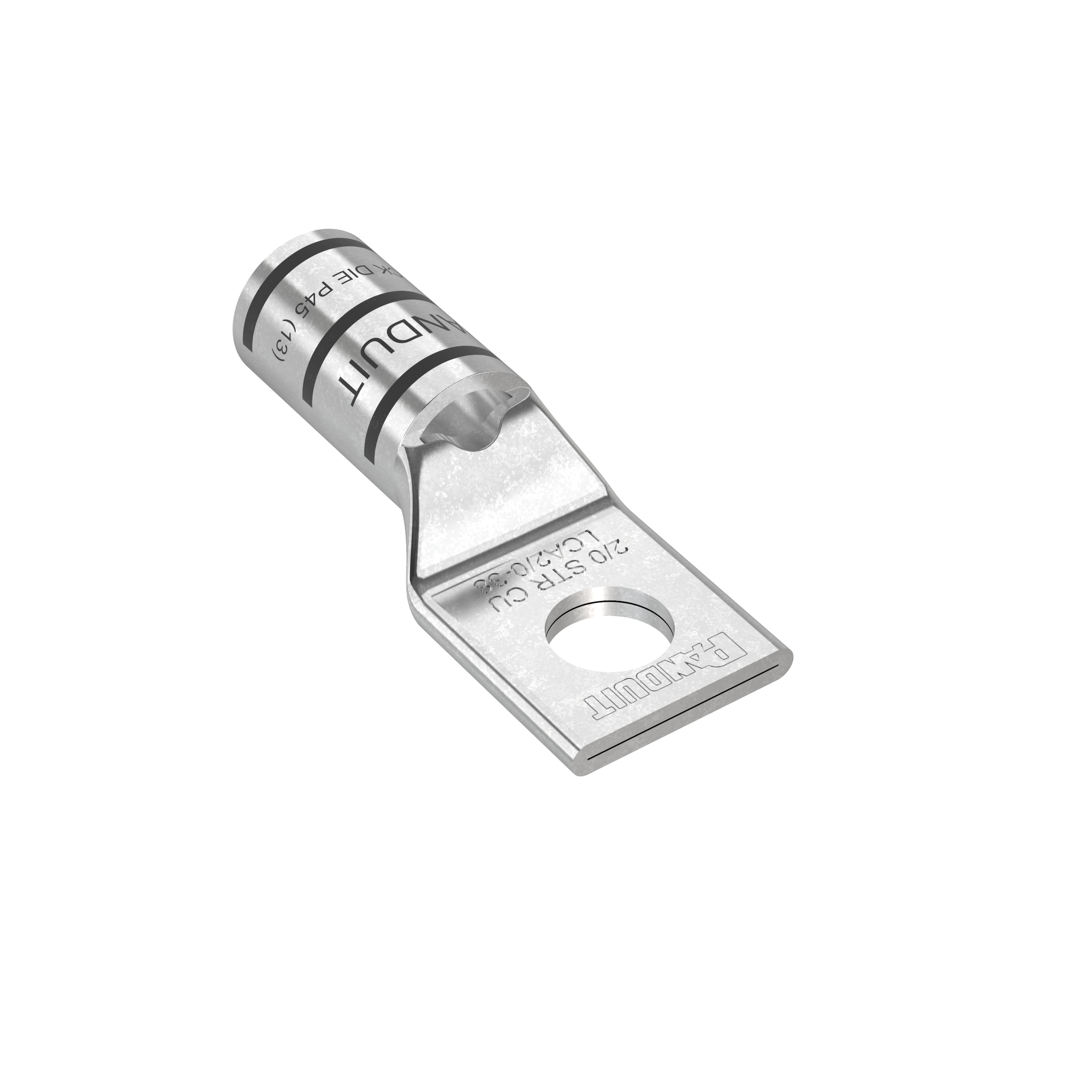 Pan-Lug LCA2/0-38-X Comp. Lug, 2/0, Tin Plt Copper, Strt, One 3/8" Stud, PK10
