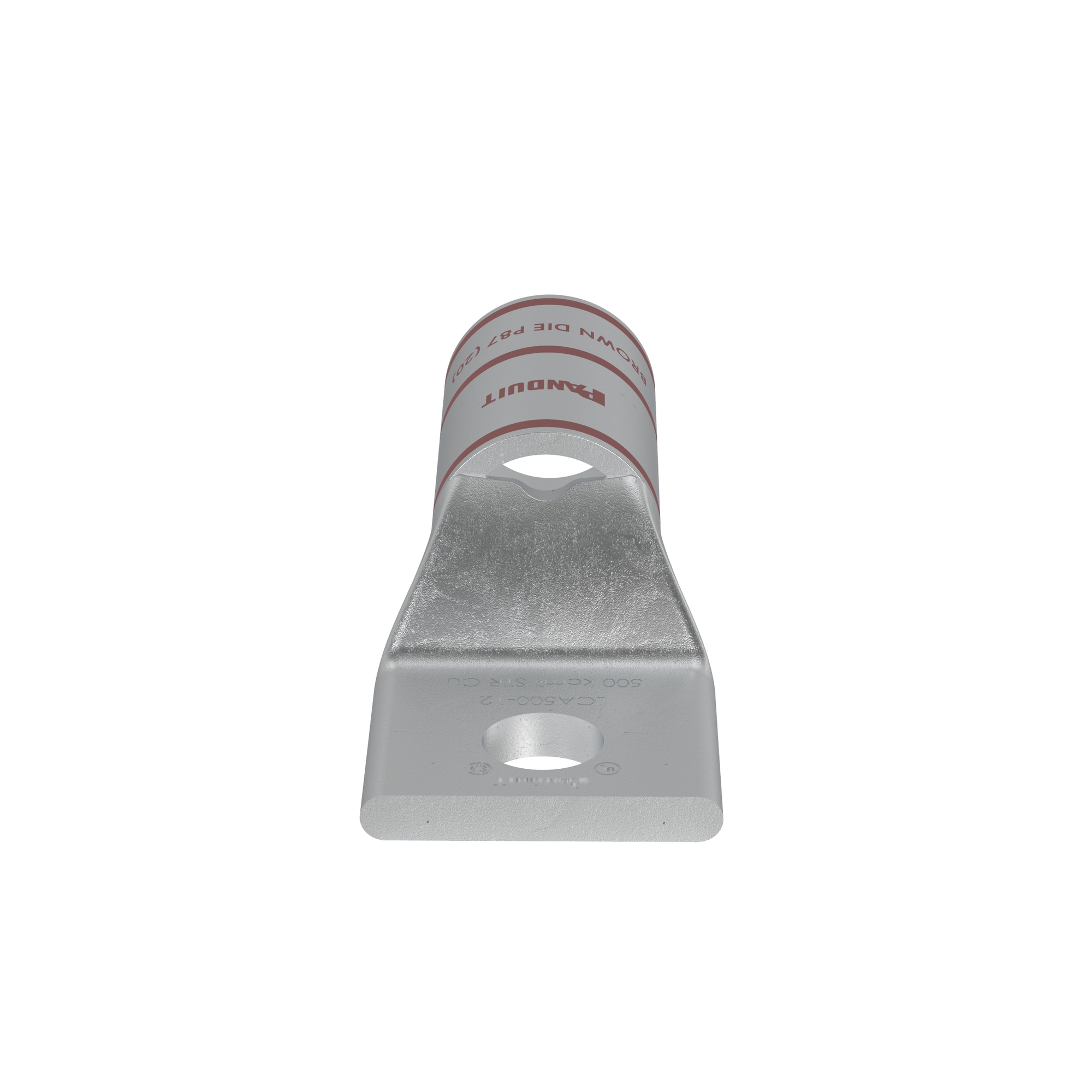 LCA500-12-6 Pan-Lug 1-Hole Compression Lug Connector With Inspection Window, 500 kcmil Stranded Copper Conductor, Die Code: P87, 1/2 in Stud, Tin Plated Copper