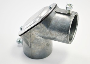 64-DC Bridgeport Setscrew Pull Elbow, 1-1/4 in Trade, 90 deg, Die Cast Zinc, Ball Burnished/Mirror Smooth