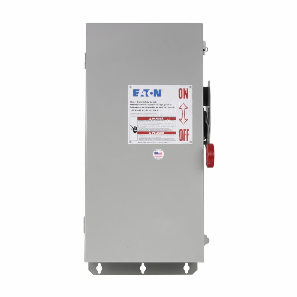 DH363FDK K Series Heavy Duty Fusible Dusttight Receptacle Safety Switch, 600 V AC, 100 A, 30 hp, 40 hp, 60 hp, 75 hp, 3PST Contact, 3 Poles