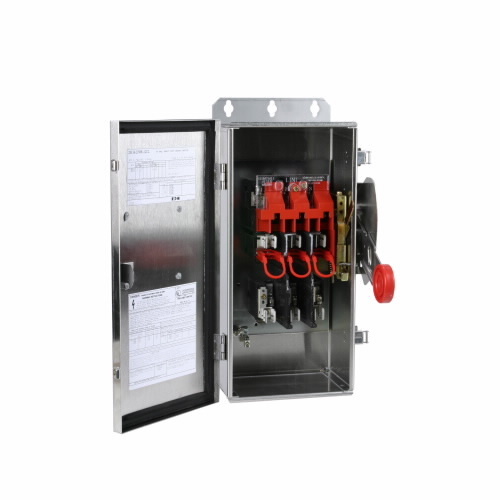 DH363FWK K Series Heavy Duty Fusible Corrosion Resistant Receptacle Safety Switch, 600 V AC, 100 A, 30 hp, 40 hp, 60 hp, 75 hp, 3PST Contact, 3 Poles