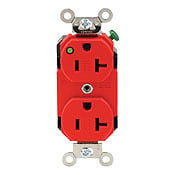 8300-PLR 1-Phase Duplex Extra Heavy Duty Power Indication Self-Grounding Straight Blade Receptacle, 125 V AC, 20 A, 2 Poles, 3 Wires, Red