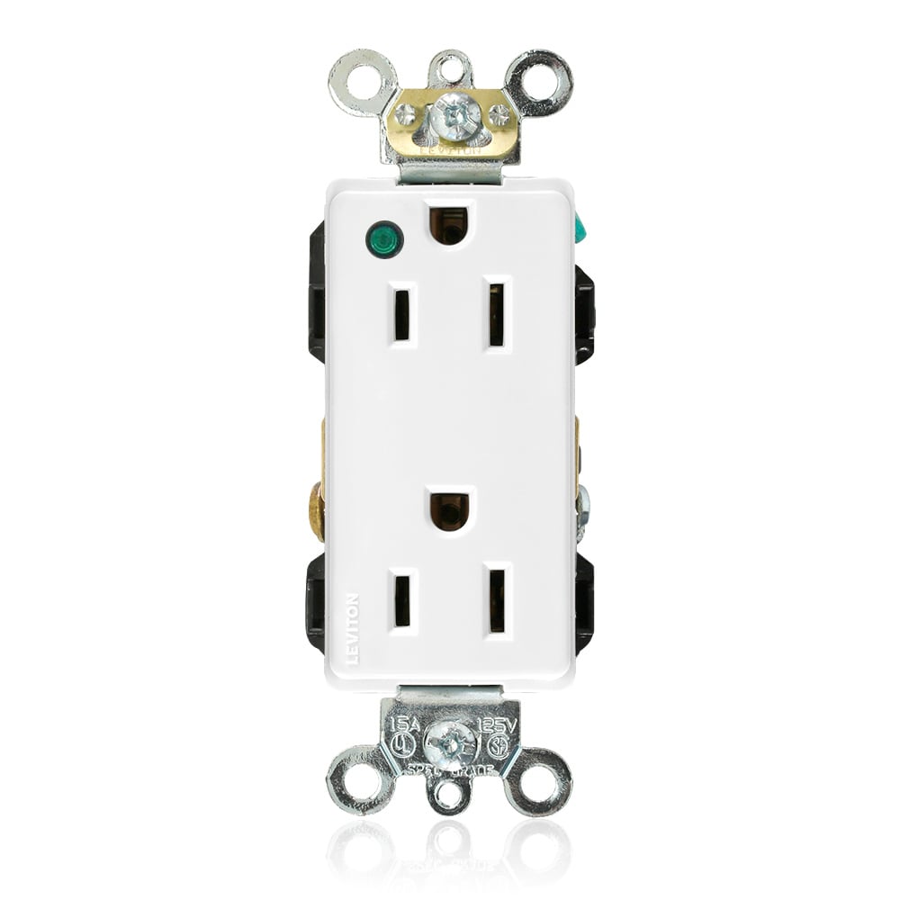 16262-PLW 1-Phase Duplex Extra Heavy Duty Self-Grounding Straight Blade Receptacle, 125 V AC, 15 A, 2 Poles, 3 Wires, White