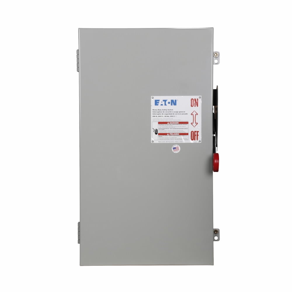 DH264FGK Heavy Duty Fusible Single Throw Safety Switch, 600 V AC, 200 A, 50 hp, DPST Contact, 2 Poles