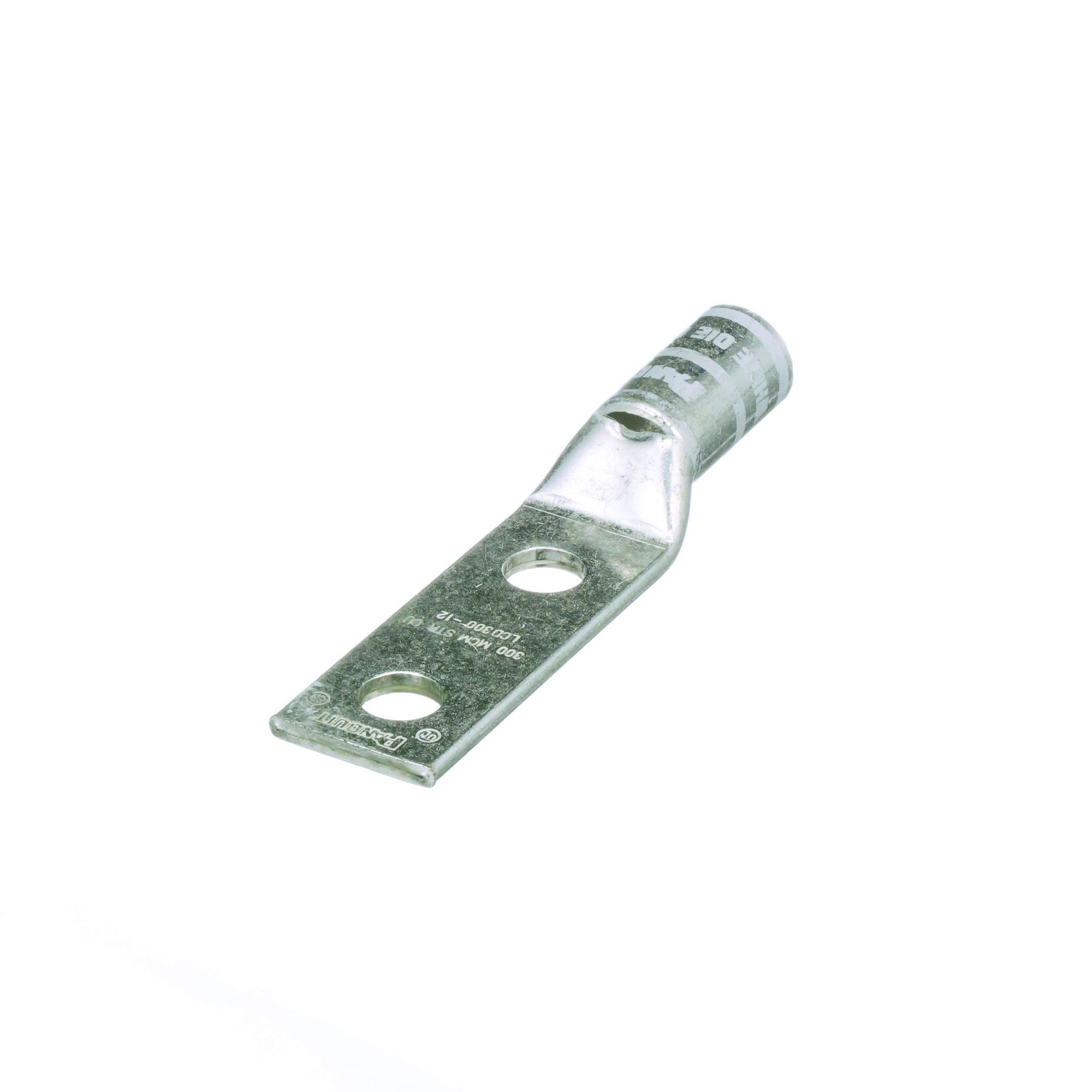 LCD300-12-X Pan-Lug 2-Hole Compression Lug, 300 kcmil Stranded Copper Conductor, Die Code: P66, 42.767 in Stud, Copper