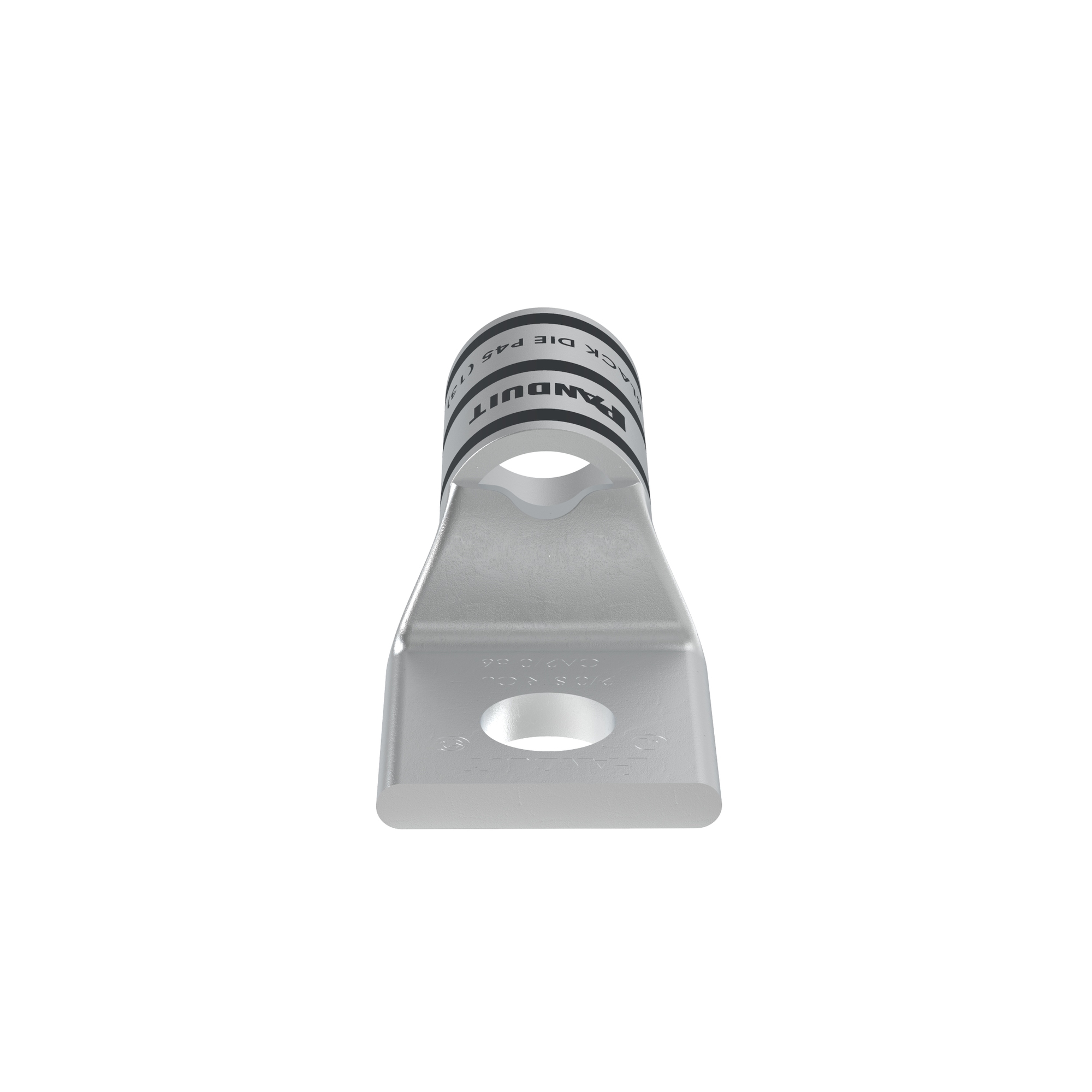 LCA2/0-56-X Pan-Lug 1-Hole Compression Lug Connector With Inspection Window, 2/0 AWG Stranded Copper Conductor, Die Code: P45, 5/16 in Stud, Tin Plated Copper