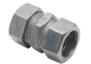 261-DC Compression Coupling, 3/4 in, For Use With Steel/Aluminum EMT Conduit, Die Cast Zinc, Ball Burnished/Mirror Smooth
