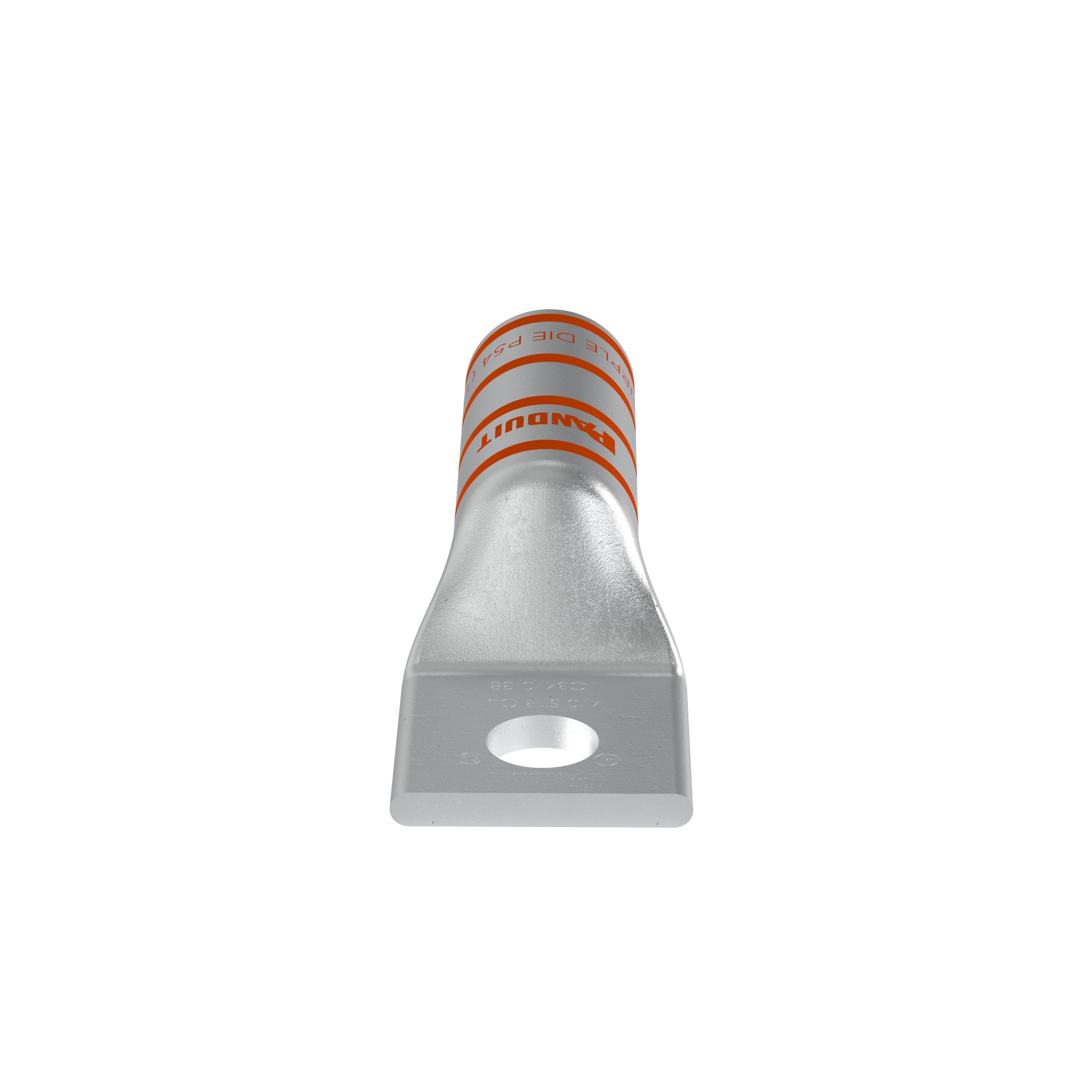 LCB4/0-38-X Pan-Lug 1-Hole Compression Lug Connector, 4/0 AWG Copper/Stranded Conductor, Die Code: P54, 3/8 in Stud, Tin Plated Copper