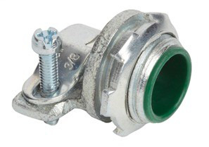 Connector, Squeeze, Malleable Iron, Insulated Throat, Trade Size 1/2 Inch