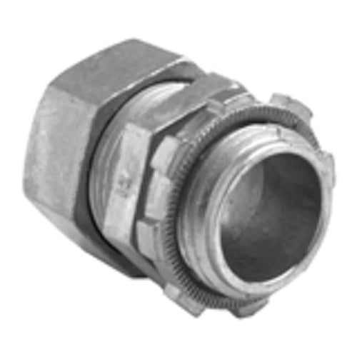 258-DC2 Bridgeport Non-Insulated Compression Connector, 3-1/2 in Trade, For Use With 2-1/2 to 4 in Steel/Aluminum EMT Conduit, Die Cast Zinc, Ball Burnished/Mirror Smooth