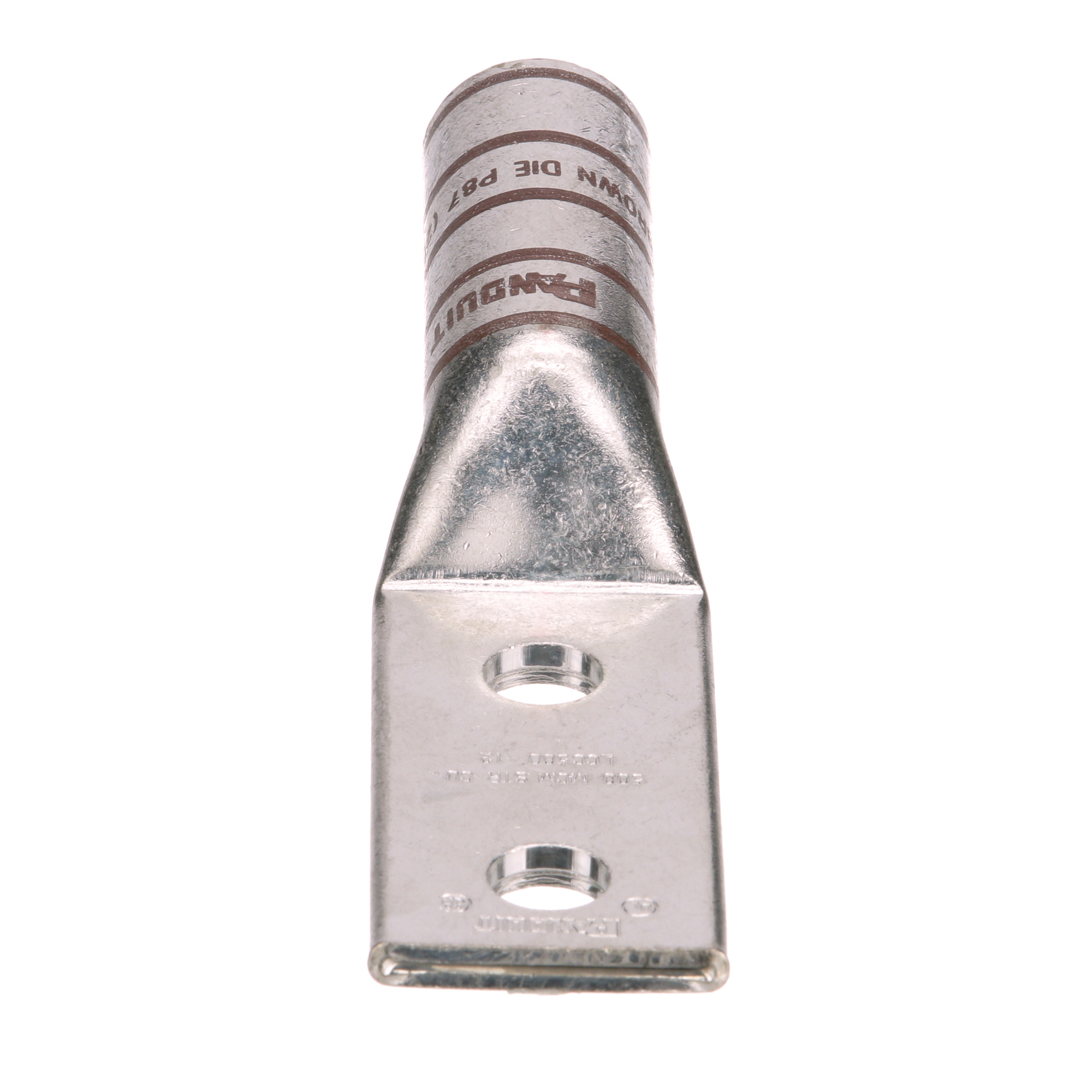 LCC500-12-6 Pan-Lug 2-Hole Compression Lug Connector, 500 kcmil Stranded Copper Conductor, Die Code: P87, 1/2 in Stud, Copper