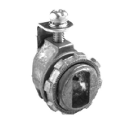 560-DC2 Bridgeport Conduit Connector With Tri-Drive Screw, 3/8 in Trade, 0.44 to 0.61 in Cable Openings, For Use With 14/4 to 10/4 AWG MCI-A, 12/2 to 10/4 AWG AC/MC/MCIA/HCF/HCFMCI-A, 14/2 to 10/3 AWG NM Cable and 3/8 in Flexible Metal Conduit