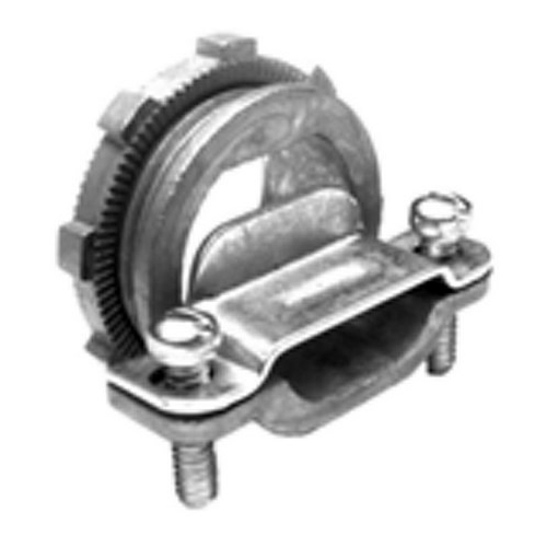 672-DC2 Conduit Connector, 1 in Trade, 1/2 to 3/4 in Cable Openings, For Use With Non-Metallic/SJO Oval Cable, Die Cast Zinc, Ball Burnished/Mirror Smooth