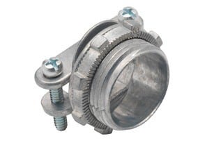 Connector, Strap, Two Screw, Zinc Die Cast, Oval Cable, Size K.O. 1 1/2 Inch