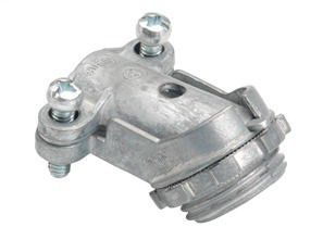 Connector, 45 Degree, Zinc Die Cast, Flex Size 3/8 Inch