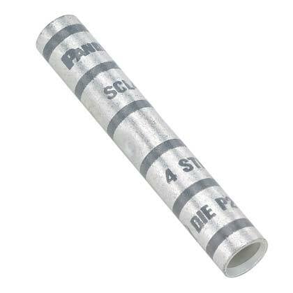 SCL8-L Pan-Lug Compression Butt Splice, 8 AWG Conductor, 2-1/4 in L, Beveled/Long Seamless/Standard Barrel, Copper, Red